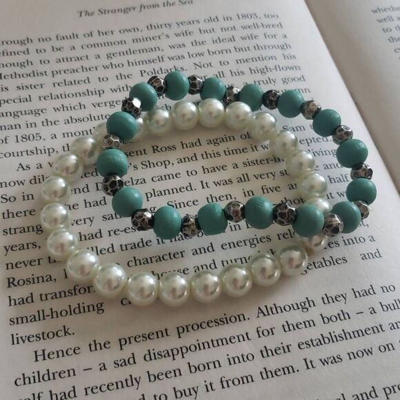 Turquoise and Pearl Bracelets - Picture 1 of 3